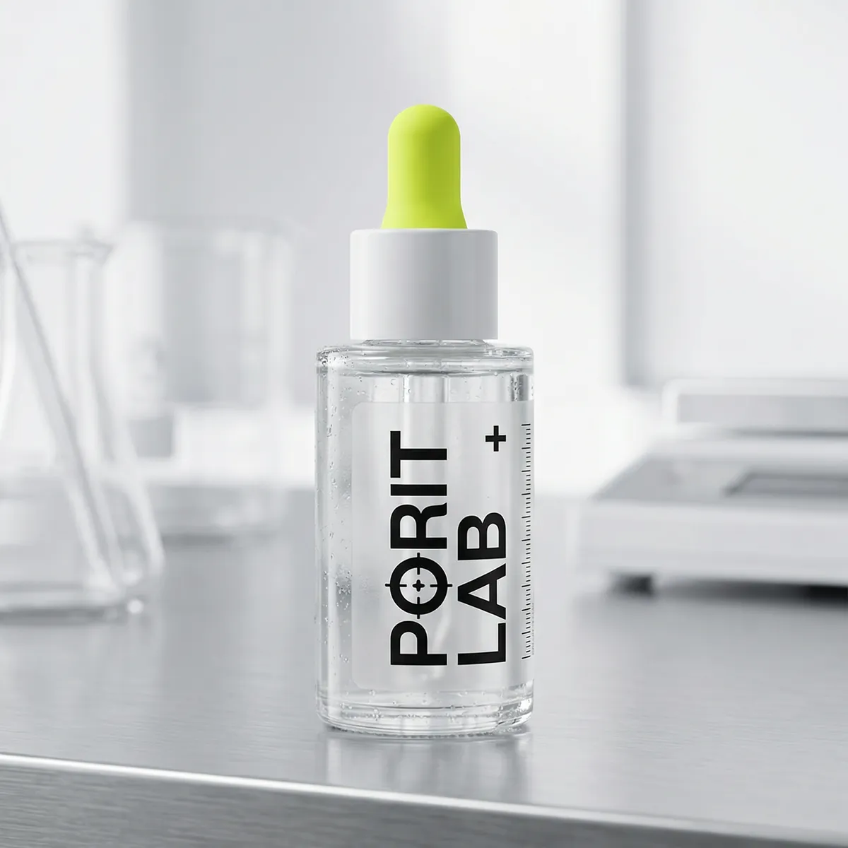 실험실 작업대 위의 PORIT LAB 앰플 시제품